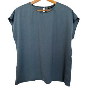 Halogen Blue Gray Short Sleeve Blouse Women’s Medium Drapey Top